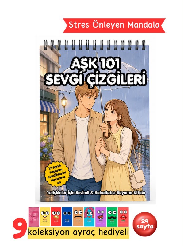 Mandala Boyama Kitabı - Yetişkinler İçin Rahatlatıcı Boyama Sayfaları - AŞK101